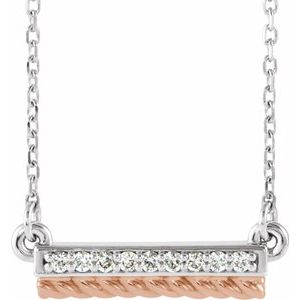 .08 Ctw Natural Diamond Rope Bar Necklace