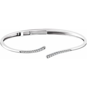 1/4 Ctw Natural Diamond Bypass Hinged Cuff Bracelet