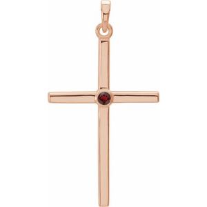 Natural Garnet Cross Pendant