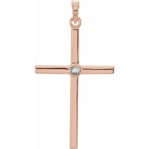 Natural Aquamarine Cross Pendant