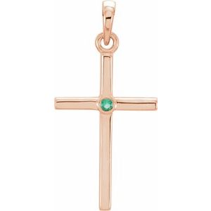 Natural Emerald Cross Pendant