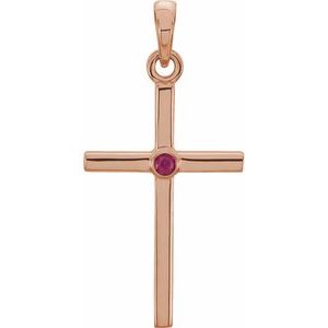 Natural Ruby Cross Pendant