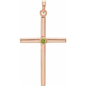 Natural Peridot Cross Pendant