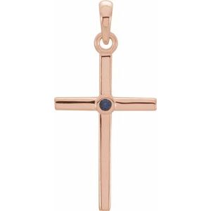 Natural Blue Sapphire Cross Pendant