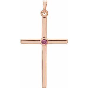 Natural Pink Tourmaline Cross Pendant