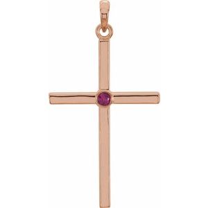 Natural Ruby Cross Pendant