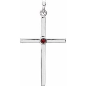 Natural Garnet Cross Pendant