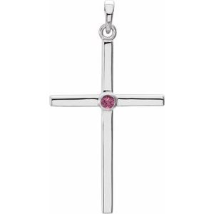 Natural Pink Tourmaline Cross Pendant