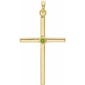 Natural Peridot Cross Pendant