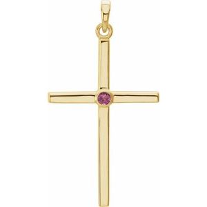 Natural Pink Tourmaline Cross Pendant