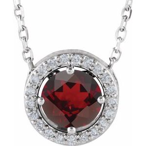 Imitation Mozambique Garnet And .05 Ctw Natural Diamond Necklace