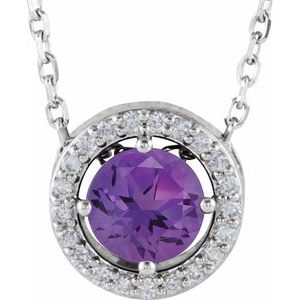 Imitation Amethyst And .05 Ctw Natural Diamond Necklace