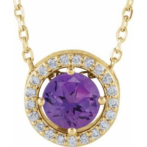 Natural Amethyst And .05 Ctw Natural Diamond Necklace