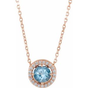 Natural Aquamarine And .05 Ctw Natural Diamond Necklace