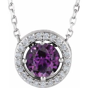 Imitation Alexandrite And .05 Ctw Natural Diamond Necklace