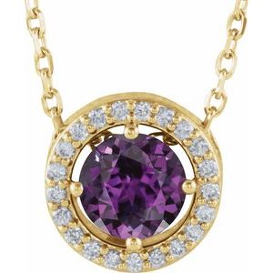 Lab-Grown Alexandrite And .05 Ctw Natural Diamond Necklace