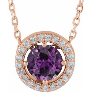 Lab-Grown Alexandrite And .05 Ctw Natural Diamond Necklace