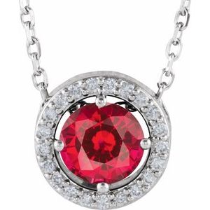 Imitation Ruby And .05 Ctw Natural Diamond Necklace