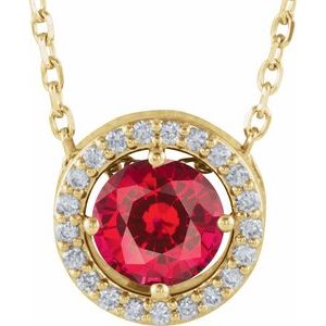 Lab-Grown Ruby And .05 Ctw Natural Diamond Necklace