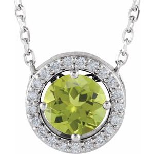 Imitation Peridot And .05 Ctw Natural Diamond Necklace