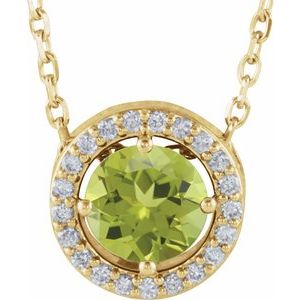 Natural Peridot And .05 Ctw Natural Diamond Necklace