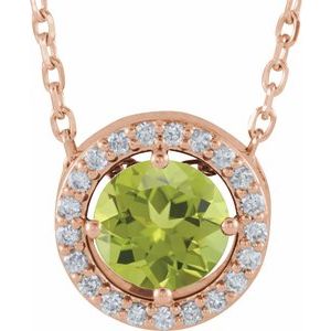 Natural Peridot And .05 Ctw Natural Diamond Necklace