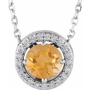 Imitation Citrine And .05 Ctw Natural Diamond Necklace