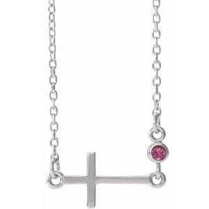 October Sideways Cross Adjustable Necklace