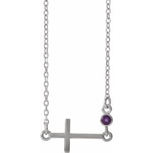 February Sideways Cross Adjustable Necklace