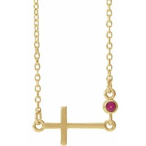 October Sideways Cross Adjustable Necklace