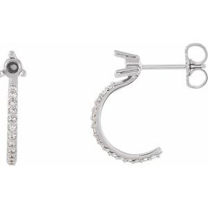 1/6 Ctw Natural Diamond Semi-Set J-Hoop Earrings