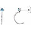 14K White Natural Aquamarine & 1/6 CTW Natural Diamond J-Hoop Earrings