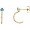 14K Yellow Natural Aquamarine & 1/6 CTW Natural Diamond J-Hoop Earrings