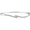 14K White 3.2 mm Round  1/3 CTW Natural Diamond Semi-Set Two-Stone Bangle 7″ Bracelet