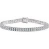 Sterling Silver Imitation White Cubic Zirconia Double Row Line 7″ Bracelet