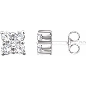 1/2 Ctw Natural Diamond Cluster Earrings