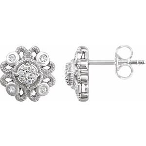 1/8 Ctw Natural Diamond Cluster Earrings