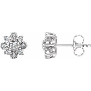 1/5 Ctw Natural Diamond Vintage-Inspired Earrings With Backs