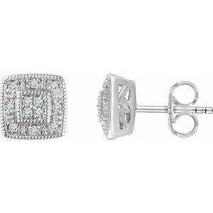 1/10 Ctw Natural Diamond Cluster Earrings With Backs