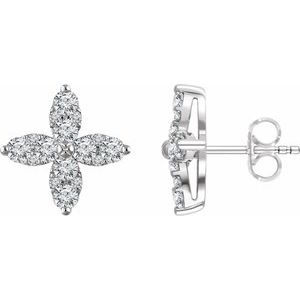 1 1/4 Ctw Natural Diamond Flower Earrings With Backs