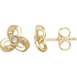 1/6 Ctw Natural Diamond Knot Earrings With Backs