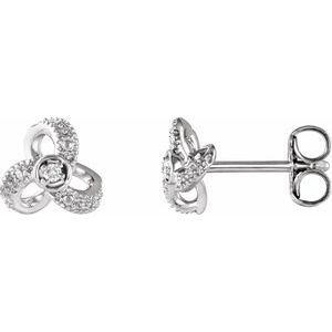 1/6 Ctw Natural Diamond Knot Earrings With Backs