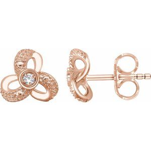 1/6 Ctw Natural Diamond Knot Earrings With Backs