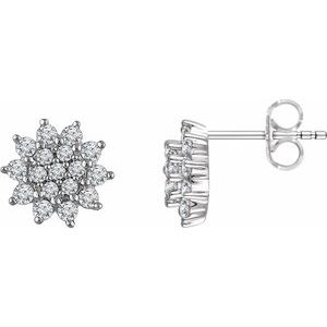 1/2 Ctw Natural Diamond Cluster Stud Earrings With Backs