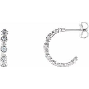 3/8 Ctw Natural Diamond Beaded Hoop Earrings