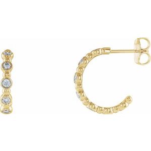 3/8 Ctw Natural Diamond Beaded Hoop Earrings