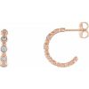 14K Rose 3/8 CTW Natural Diamond Beaded Hoop Earrings