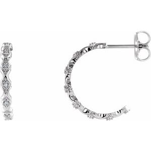 .04 Ctw Natural Diamond Hoop Earrings