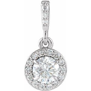 14K White 3/8 CTW Natural Diamond Halo-Style Pendant