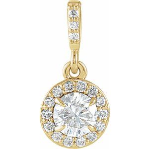 14K Yellow 3/8 CTW Natural Diamond Halo-Style Pendant